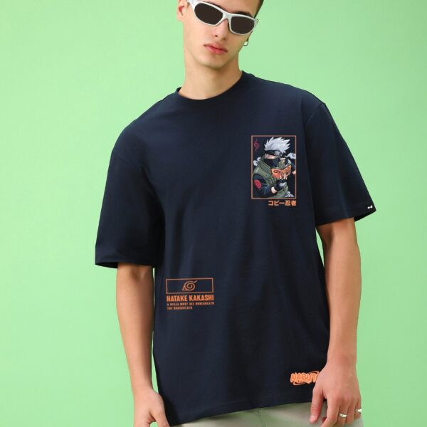 Men’s Blue Printed Oversized T-shirt
