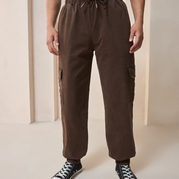 Men’s Brown Oversized Cargo Jogger Pants