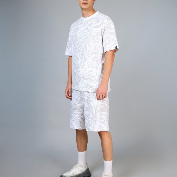 Men’s White All Over Printed Oversized Co-ordinates
