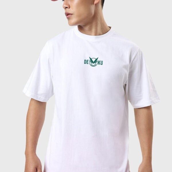 Men’s White Deku Graphic Printed Oversized T-shirt